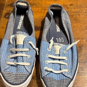 Converse Blue and Cream Knit Slip-On Sneakers